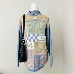 Vintage petite Alfred Dunner Easter Spring time knit sweater dress